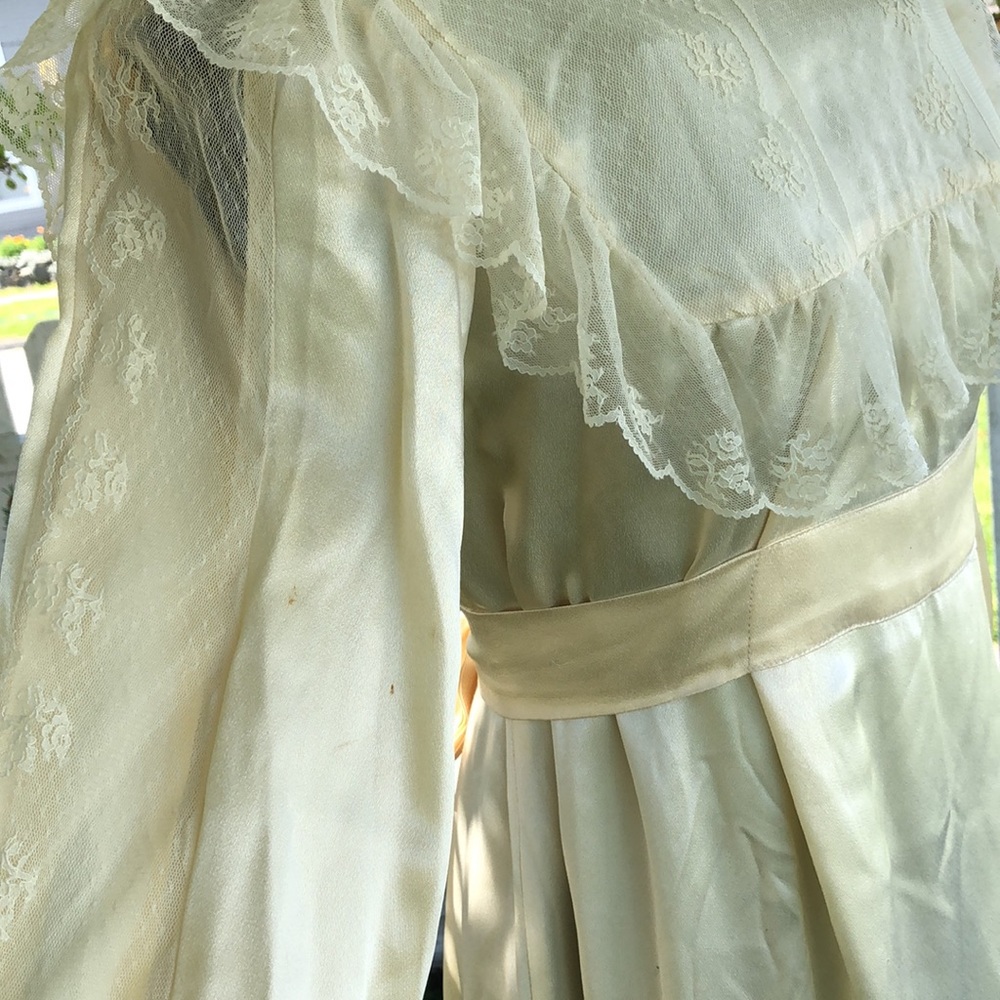 Vintage Gunne Sax satin lace Edwardian Victorian gown wedding gothic dress - Picture 7 of 12